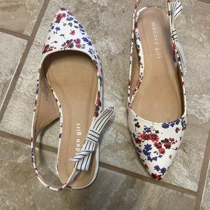 Patterned slingback flats